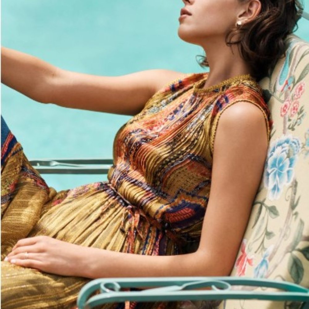 BHANUNI BY JYOTI - Citron Embroidered Maxi Dress - SMALL (NWT)